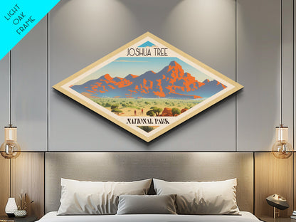 Retro Joshua Tree National Park Adventure Poster Artwork Canvas Texture Print, Travel Decor Art, Midcentury Modern Decor California Travel Art