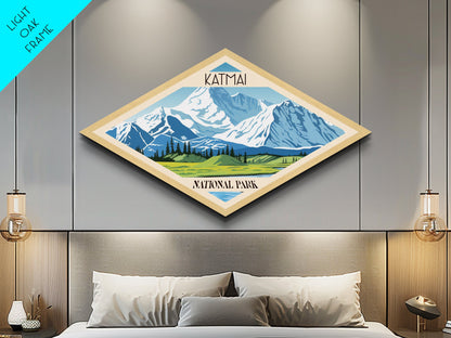 Katmai Nationalpark Abenteuerposter, Kunstdruck auf Leinwand, Reisedeko, Midcentury Modern Retro-Deko, Alaska-Reisekunst