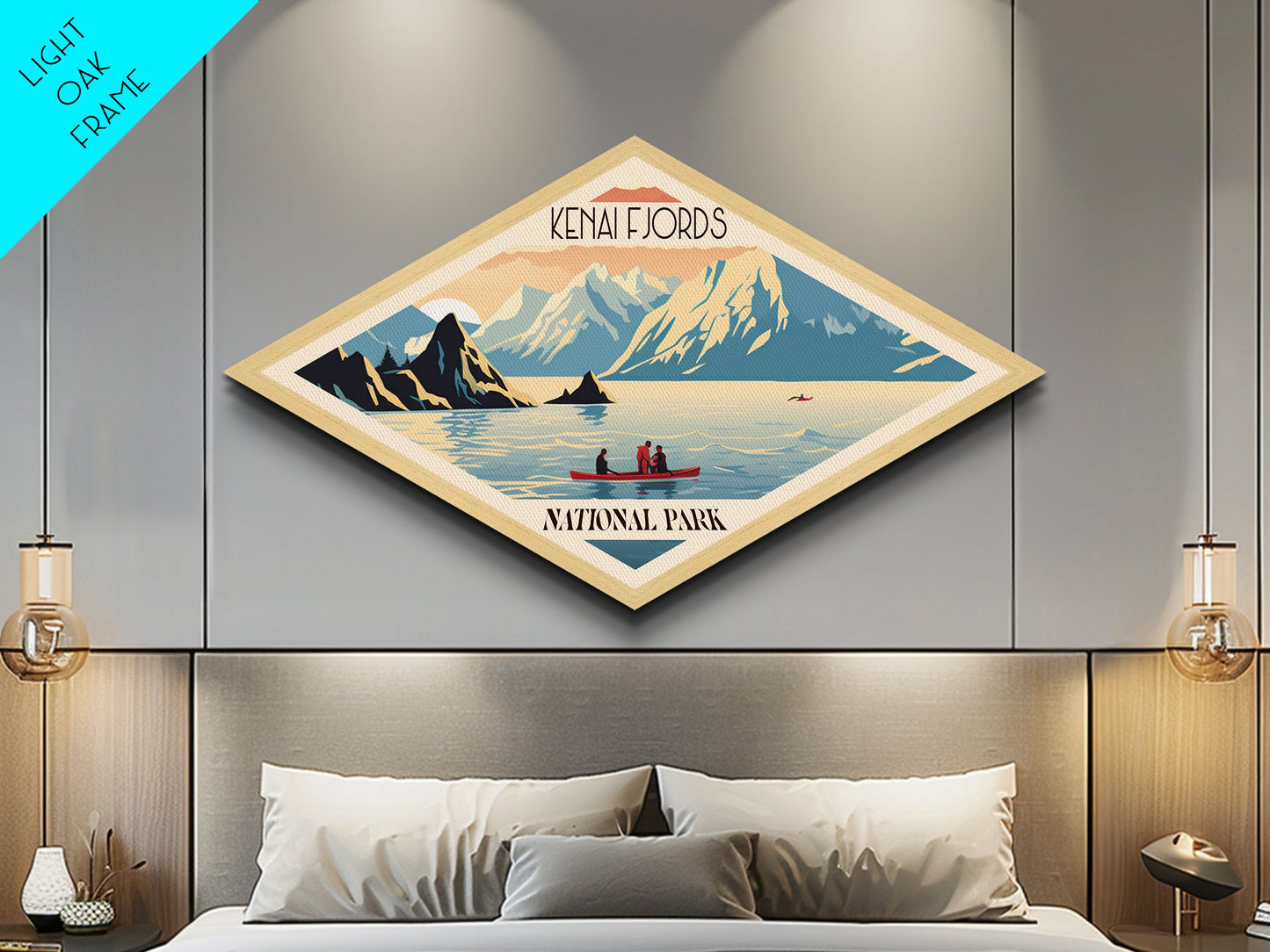 Retro Kenai Fjords National Park Travel Poster Art Canvas Texture Print, Travel Decor Art, Midcentury Modern Decor Alaska Travel Art