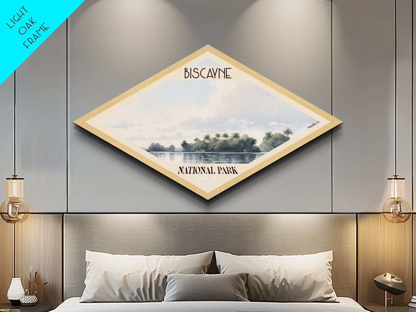 Biscayne National Park Diamond Shaped Travel Poster Canvas Art Print, Canvas Wall Art, Travel Gift, Florida Landscape