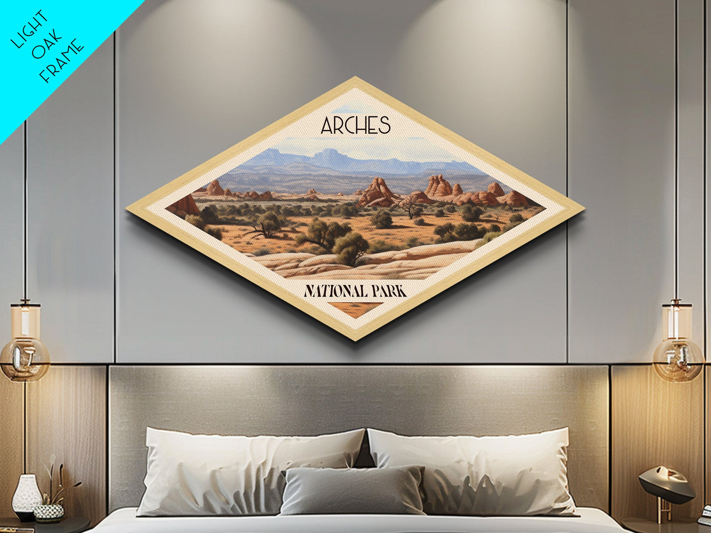 Arches National Park Travel Poster Canvas Texture Print, Travel Decor, Midcentury Modern Retro Decor Utah Landscape