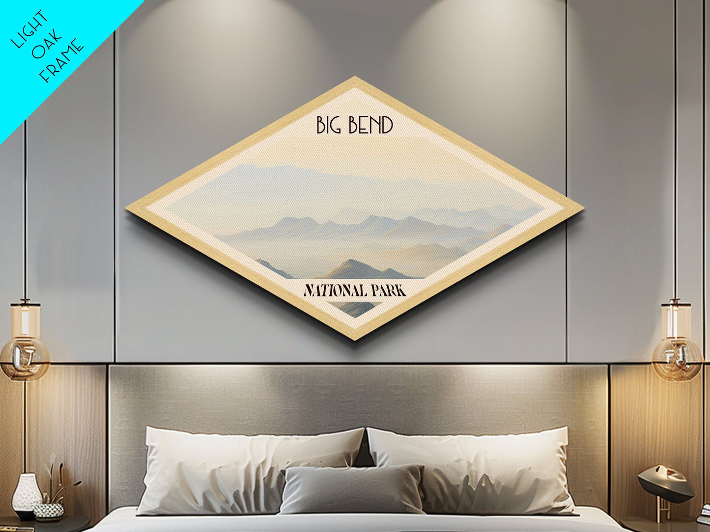 Big Bend National Park Diamond Shaped Travel Poster Canvas Art Print, Canvas Wall Art, Travel Gift, Texas Landscape