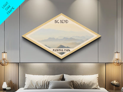 Big Bend National Park Diamond Shaped Travel Poster Canvas Art Print, Canvas Wall Art, Travel Gift, Texas Landscape