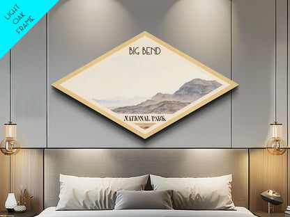 Retro Big Bend National Park Travel Print Wall Art Texture Print, Travel Decor, Midcentury Modern Decor Texas Landscape