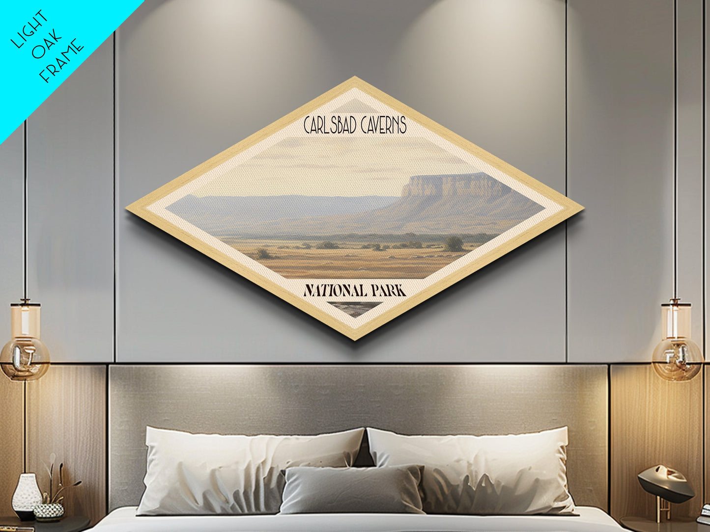 Retro Carlsbad Caverns National Park Travel Poster Canvas Texture Print, Travel Decor, Midcentury Modern Decor California Landscape