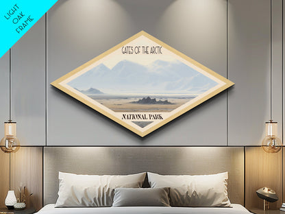 Retro-Reiseposter „Gates of the Arctic Nationalpark“, Leinwanddruck mit Struktur, Reisedekoration, Midcentury-Modern-Dekor, Alaska-Landschaft