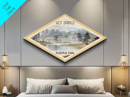 Hot Spring National Park Diamond Shaped Travel Poster Canvas Art Print, Canvas Wall Art, Travel Gift, Arkansas Landscape