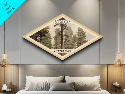 Sequoia National Park Diamond Shaped Travel Print Canvas Art Print, Canvas Wall Art, Travel Present, California Landscape