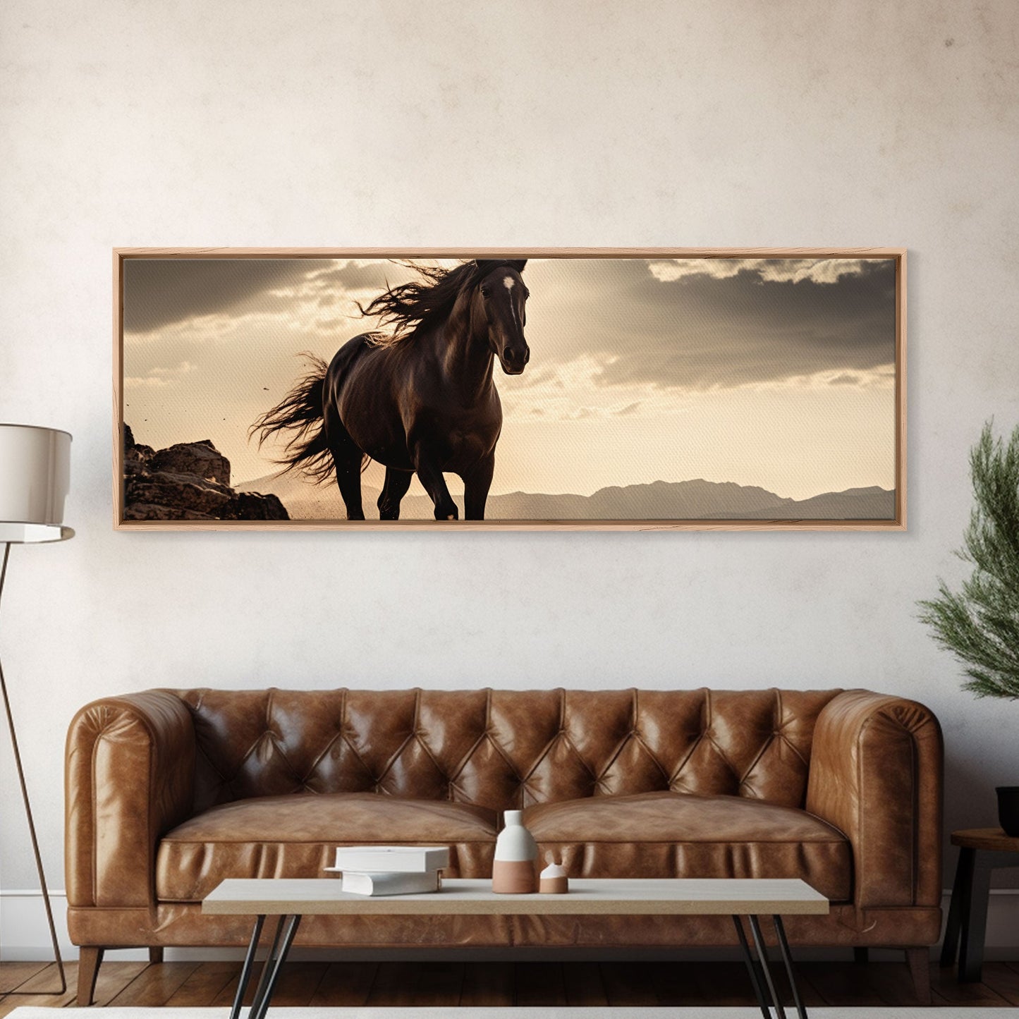 Canvas Wall Art, Horse Photography Print, Framed Canvas Print, Horse Wall Decor, Panoramic Wall Art, Large Wall Art, Rustic Decor