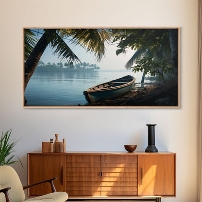 An Abandoned Canoe In The Florida Everglades - Florida Art - Framed Canvas Print - Liminal Spaces - Cool Wall Art - Eclectic Decor