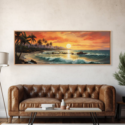 Tropical Ocean Beach canvas prints Sea landscape Nautical photo Coastal Framed Art Sea wave canvas Extra large wall art Ready to hang