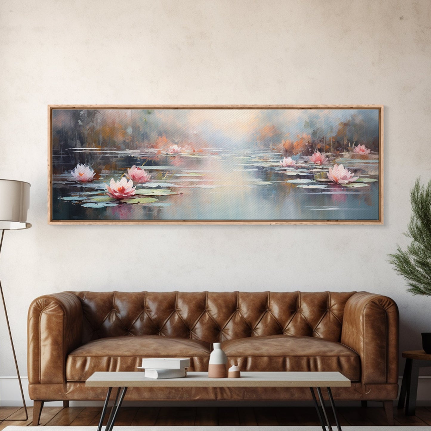 White Water Lilies Fantasy Decor, Framed Canvas Print, Ready To Hang, Floral Wall Art, Home Decor, Springtime Art, Farmhouse Art