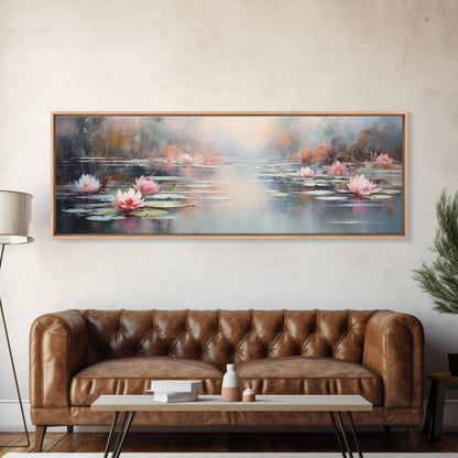 White Water Lilies Fantasy Decor, Framed Canvas Print, Ready To Hang, Floral Wall Art, Home Decor, Springtime Art, Farmhouse Art