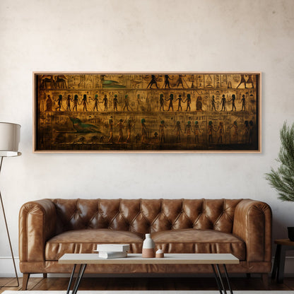 Egyptian Hieroglyphs, Framed Canvas Print, Unique Wall Art, Egyptian Inspired Wall Decor