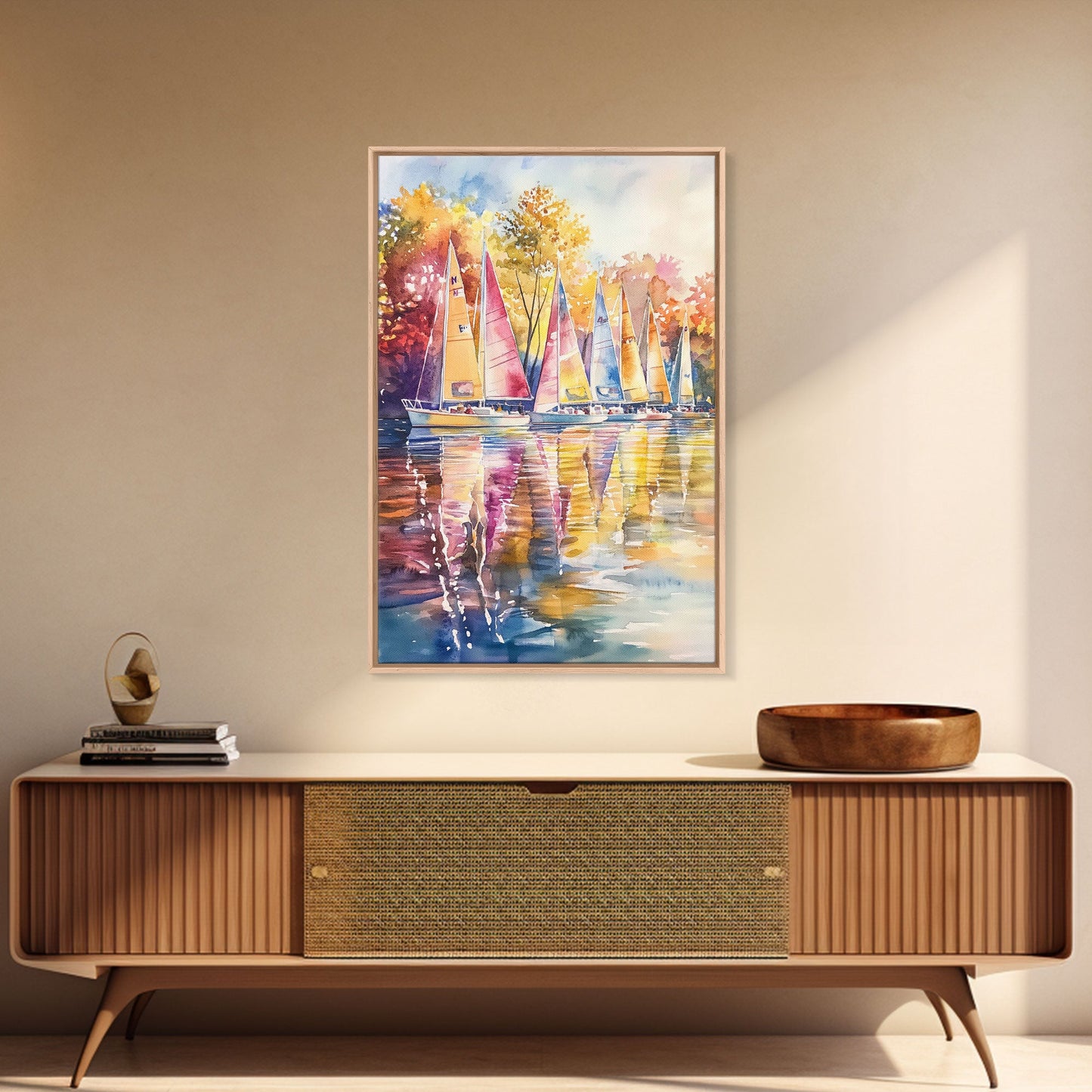 Church Steeple Surrounded By Fall Trees Framed Canvas Print Autumn Village Scene Best Gift Seasonal Wall Art Holiday Home Decor