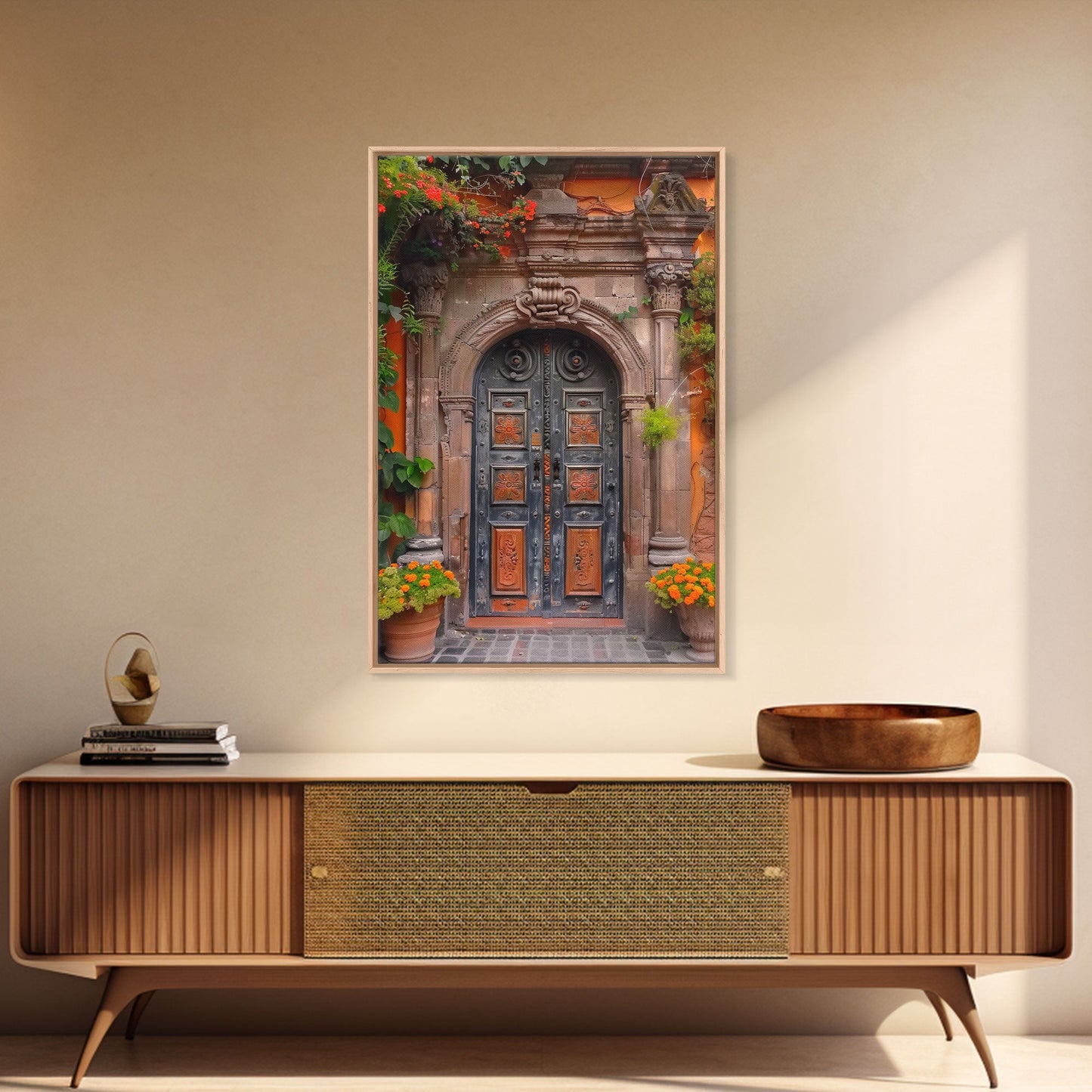 Change2 Indian Wall Art, Colorful Indian Doors, Framed Canvas Print, Painting Print, Traditional Hindu Architecture, Ready To Hang