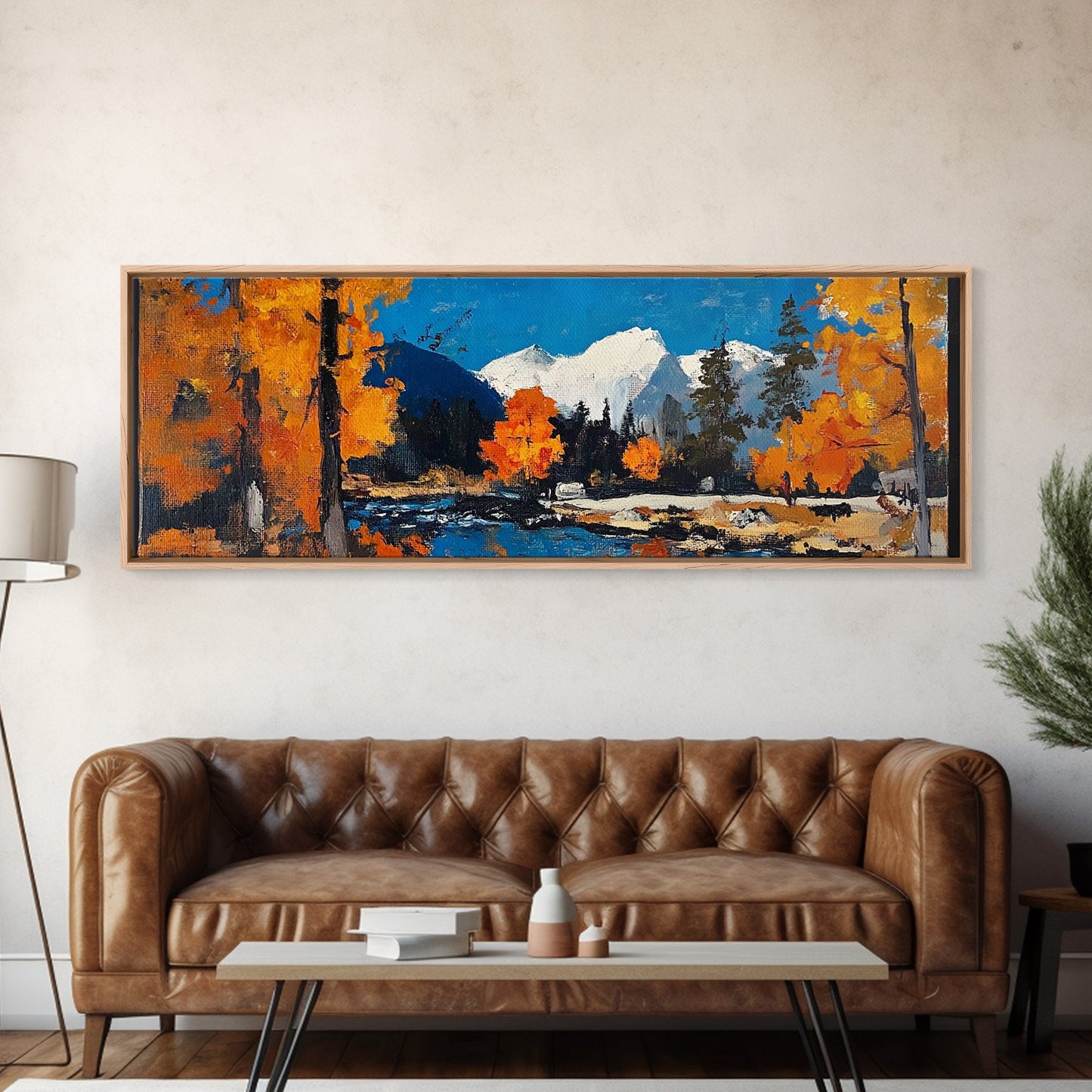 Landscape Wall Art Framed - Horizontal Landscape Print - Fall landscape Painting - Panoramic Landscape Wall Art - Woodlands Painting - Nature Art