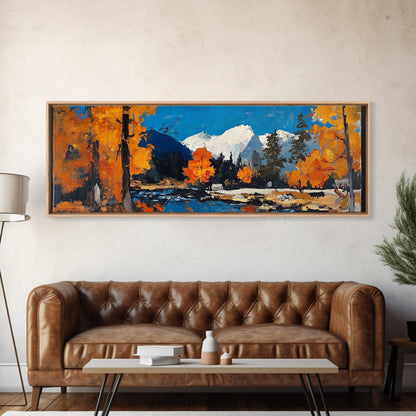 Landscape Wall Art Framed - Horizontal Landscape Print - Fall landscape Painting - Panoramic Landscape Wall Art - Woodlands Painting - Nature Art