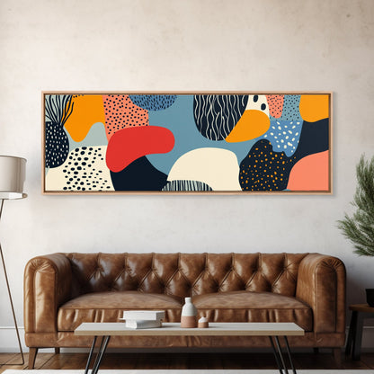 90s Style Retro Abstract Art - Framed Canvas Print - Modern Home Decor - Minimalist Wall Art - Modern Above Sofa Wall Art