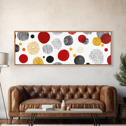 Polk Dots MCM Wall Decor, Framed Canvas, Canvas Print, Midcentury Modern Abstract Art, White Background, Eclectic Kitsch Home Decor