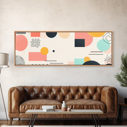 Geometric Abstract Art, Wood Framed Canvas, Canvas Art, Retro 90s Vibes Abstract Home Decor