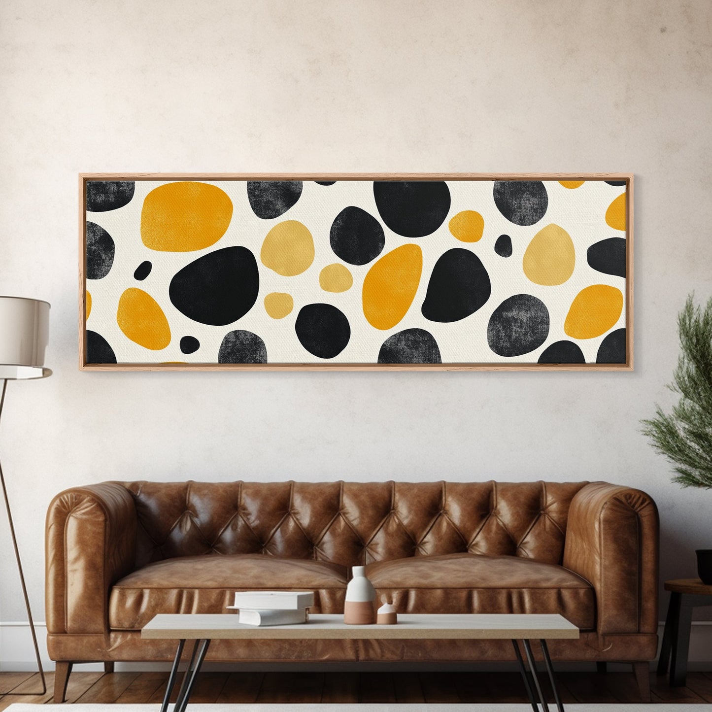 Stones In A River Bed, Frames Canvas Print, Black, Gold and White Abstract Painting Print, Modern Home Decor, Mid Century Modern Wall Art