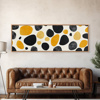 Stones In A River Bed, Frames Canvas Print, Black, Gold and White Abstract Painting Print, Modern Home Decor, Mid Century Modern Wall Art