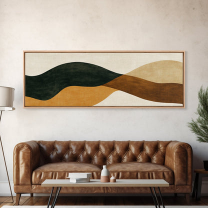 Earth Tones Abstract Painting Print, Eclectic Boho Style Wall Art, Oversized Panoramic Print, Above Sofa Abstract Painting