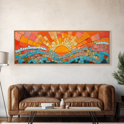 Sunset Mosaic Tiles Canvas Print - Retro Home Decor - MCM Style Wall Art - Above Sofa Canvas Art - Mosaic Artwork