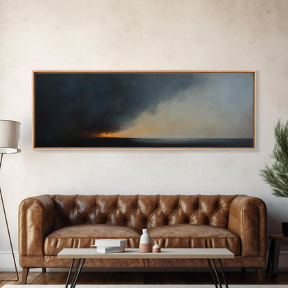 Storm Clouds Rolling In - Framed Canvas Print - Dark and Moody Landscape Painting - Seascape Painting - Ocean Art - Nautical Decor