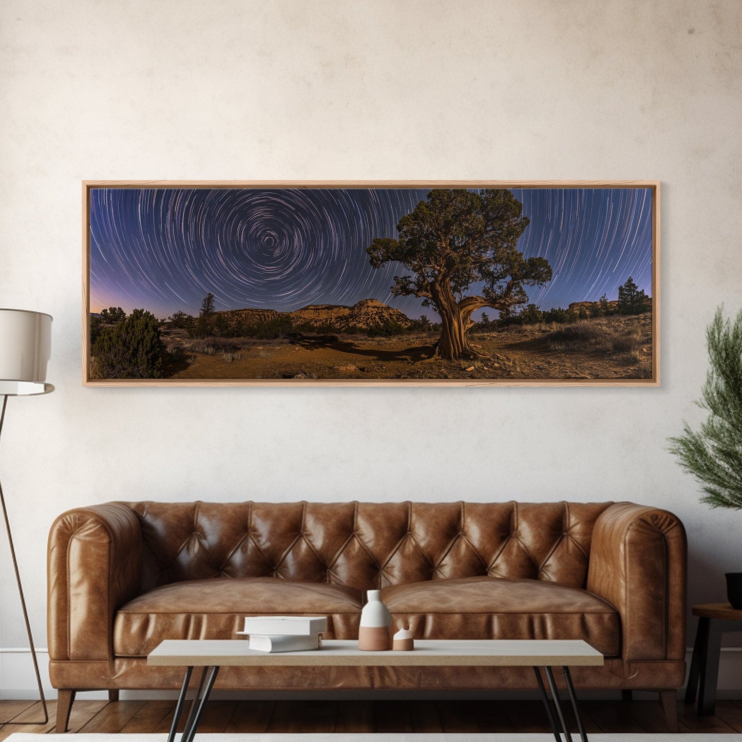 Time Lapse Photography Style Print, Panoramic Wall Art, Starry Night Sky Photo Print, Joshua Tree