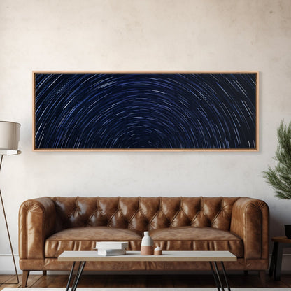Spiral Of Stars Framed Canvas Print, Timelapse Photography Style Print, Oversized Living Room Decor
