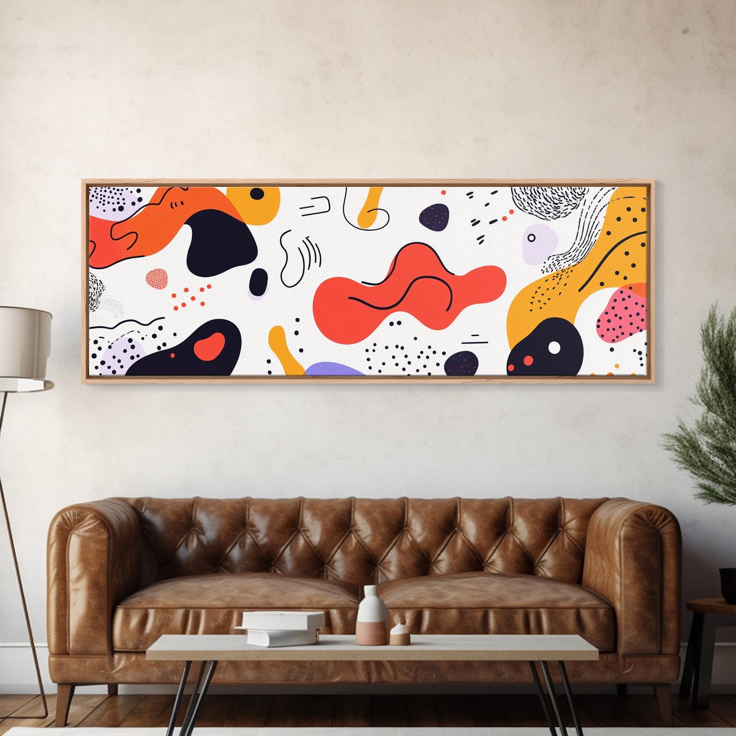 Retro 90s Style Wall Art, Panoramic Print, Splotchy Abstract Mall Art, Shopping Mall Style Decor, Modern Art