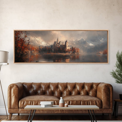 Dark Moonlit Gothic Castle, Framed Canvas Print, Dark Fantasy Painting, Dark Academia, Ready To Hang Art, Moody Decor