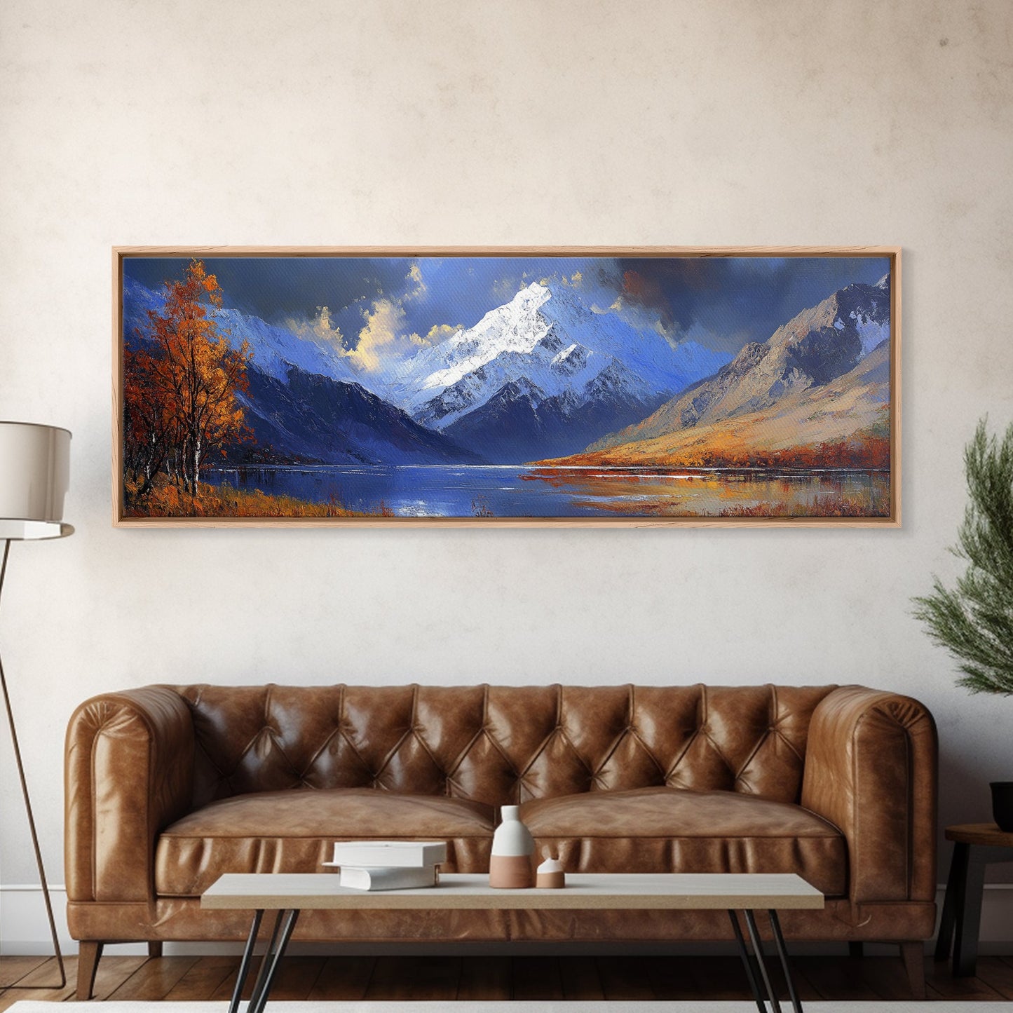 Landscape Wall Art - Framed, Horizontal Landscape Print, Panoramic Landscape Wall Art, Oil Painting Landscape, Above Bed Long Wide Print, Modern Wall Art