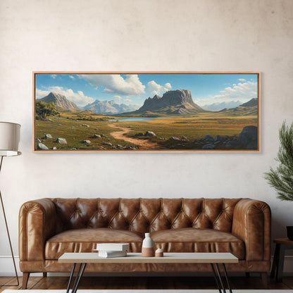 Ancient Arizona, Framed Canvas Print, Prehistoric Monument Valley, Panoramic Oversized Fantasy Wall Art