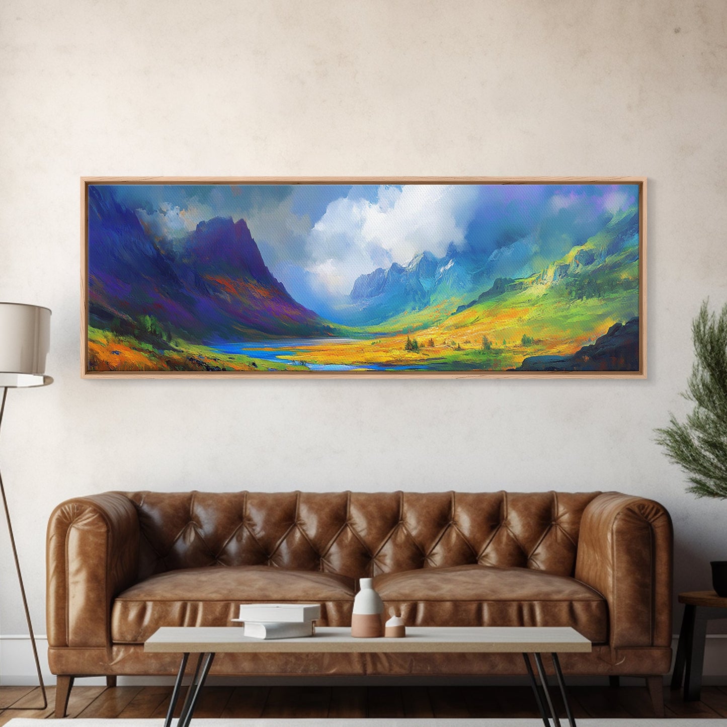Colorful Fantasy Landscape Painting Print, Oversized Wall Art, Purple and Green Wall Art