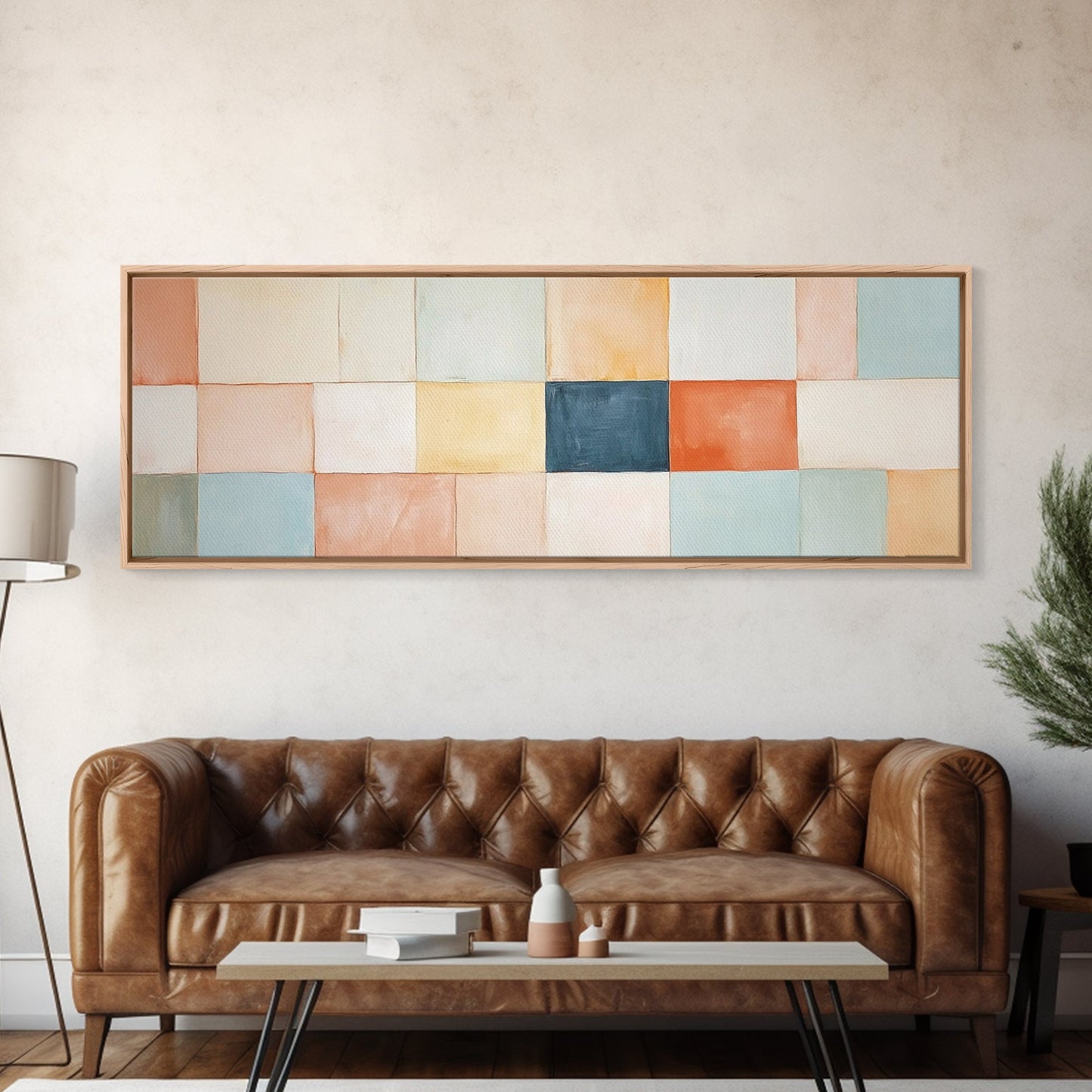 Modern Abstract Framed Canvas | Minimalist Mid Century Modern Wall Art | Large Horizontal Ultra Wide Framed Canvas | MCM Art