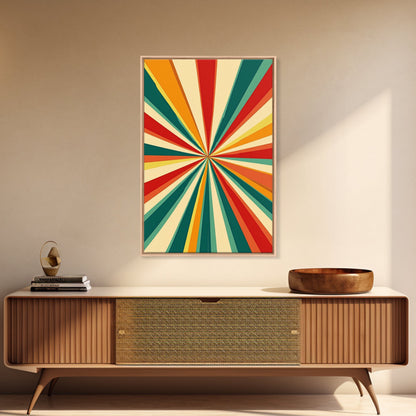 Mid-Century Abstract Art - Framed Canvas Print - Mid Century Modern Geometric Painting - Boho Style - Pastel Colors Wall Art