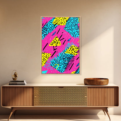 Retro 90s Style Abstract Art Canvas Print Preppy Decor Living Room Or Dorm Room Wall Art