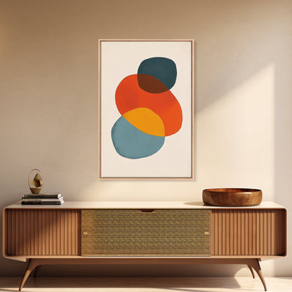 Abstract Geometric Print, White Background Modern Abstract Art, Mid-Century Modern Art, Red Blue and Yellow Art Ready To Hang