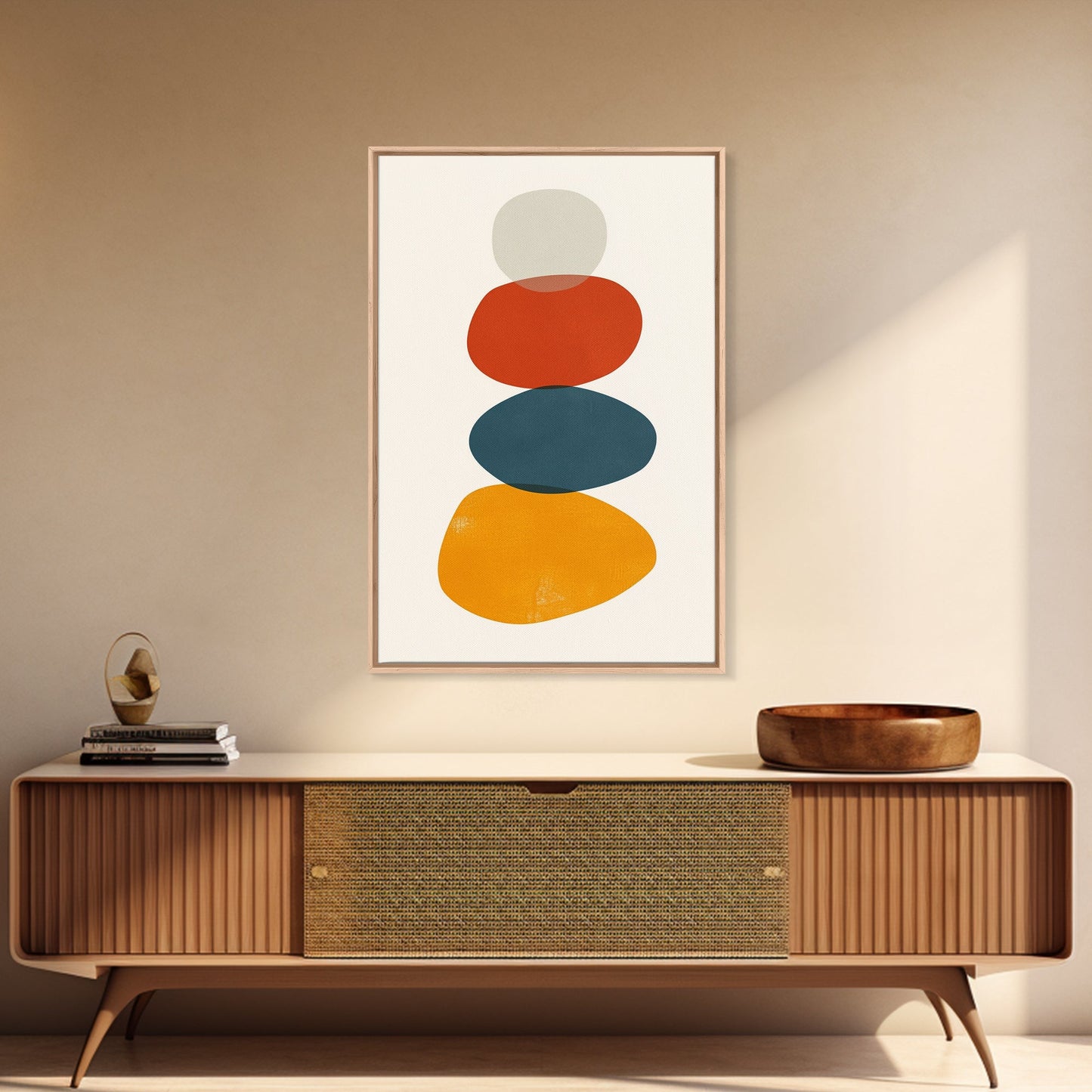 Watercolor Print Of A Cairn, Rock Stack Canvas Print, Mid Century Modern Art, Cairn Art, White Background Boho Living Room Decor