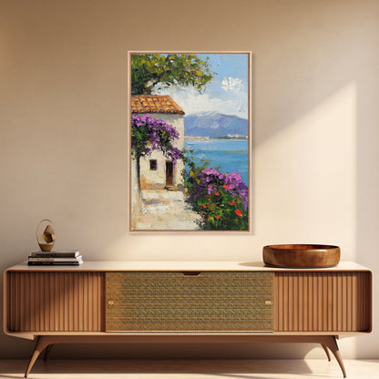 Italian Villa Art - Italy Print - Canvas Print - Gift For Italian, Italy Decor Vacation Gift Idea, Boho Modrn Art, Italy Themed Gift