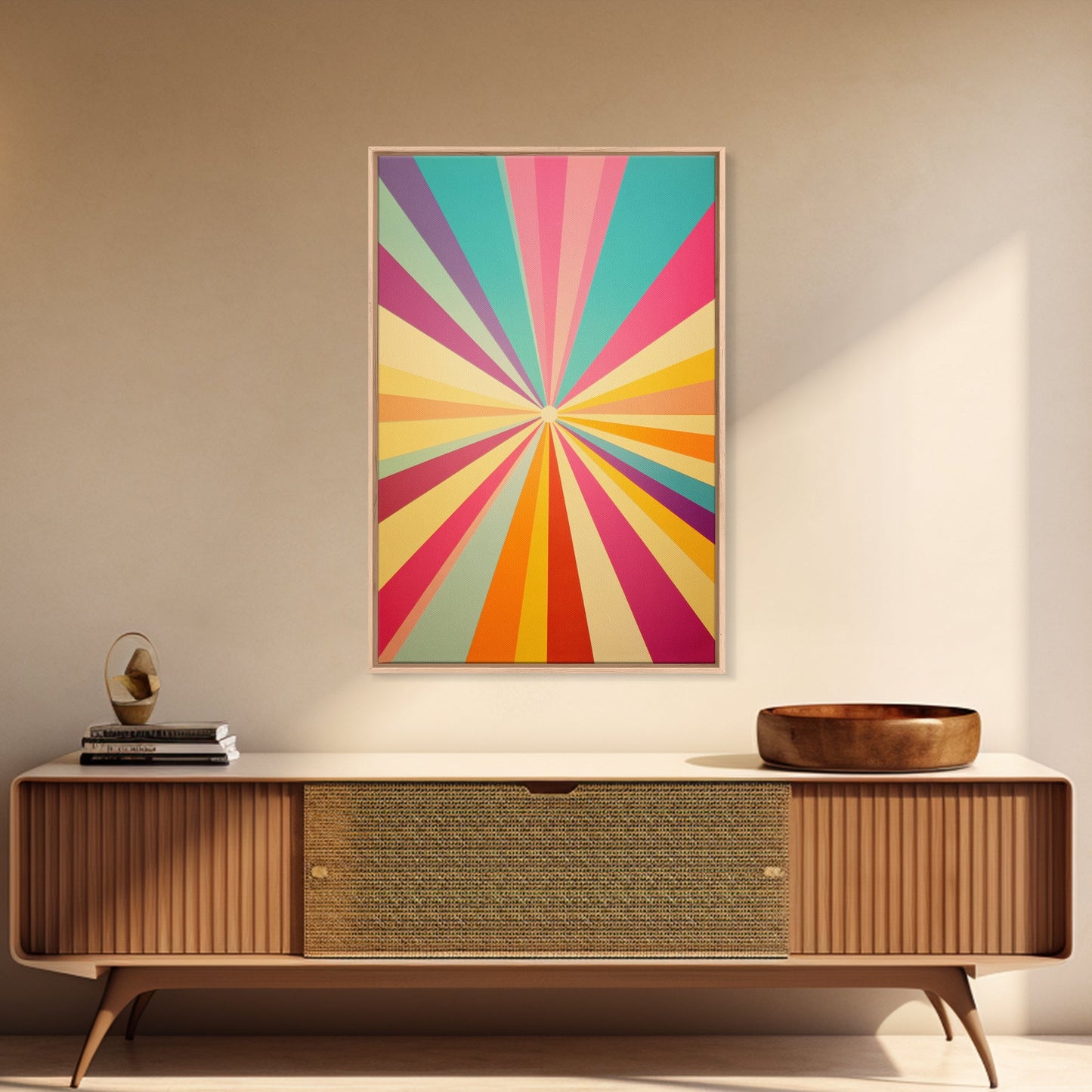 Geometric Boho Wall Art, Jungle Green, Watermelon Pink, Golden Sand and Winter Hazel Colored Wall Art, Boho Home Decor