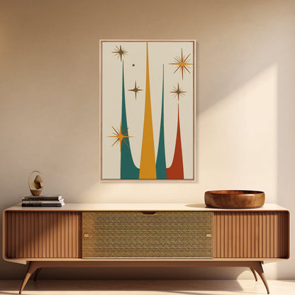 Retro Mid Century Modern Star Burst, 1950s Style Wall Art, Canvas Print, Star Burst Canvas, Retro Home Decor, Starburst Wall Art