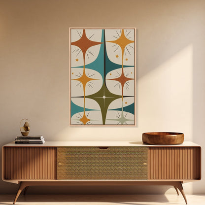 Art Deco Star Burst Canvas Print Wall Art, Retro 1950s Style, Starburst, Mid-Century Modern Wall Art, Minimalist Home Decor, Modern Art