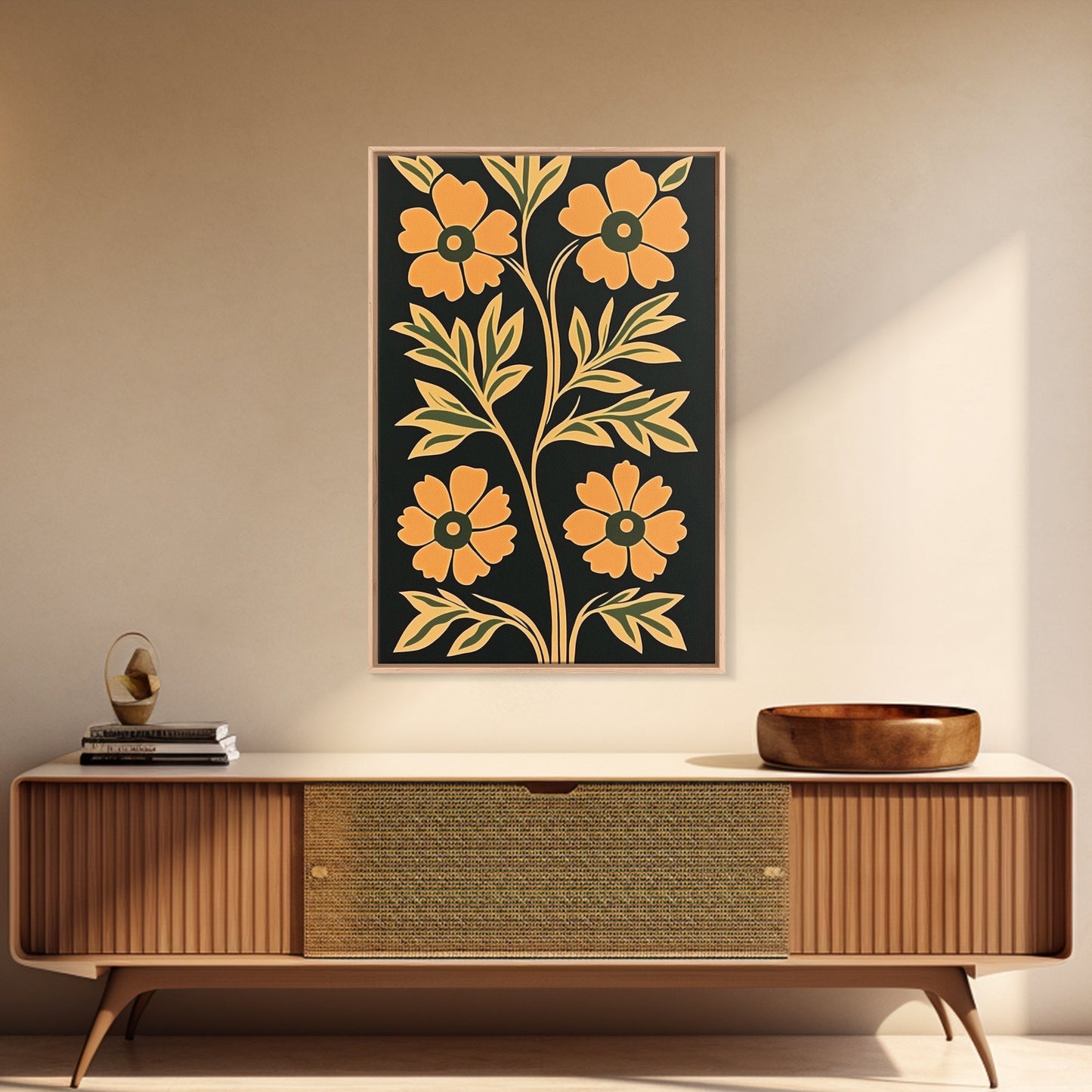 Framed Canvas Print Wall Art Boho Floral Print, Botanical Wall Art, Flower Market Poster, Minimalist Home Decor, Modern Farmhouse Art