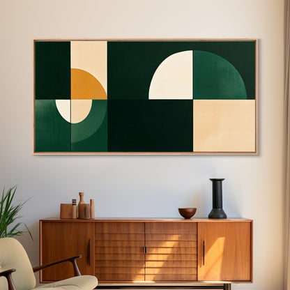 Horizontal Mid Century Modern Wall Art Framed Canvas Print, Oversized Extra Large Over Sofa living Room Wall Decor, Wall Hanging Canvas