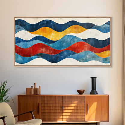 Boho Mid Century Modern Wall Art Canvas Print, Wood Frame Wall Art, Geometric Wall Art, Minimalist Wall Art, Housewarming Gift Idea