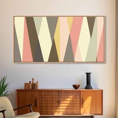 Mid Century Modern Abstract Geometric Shapes Wall Art, Diamonds and Chevrons, MCM Decor, Retro Living Room Art
